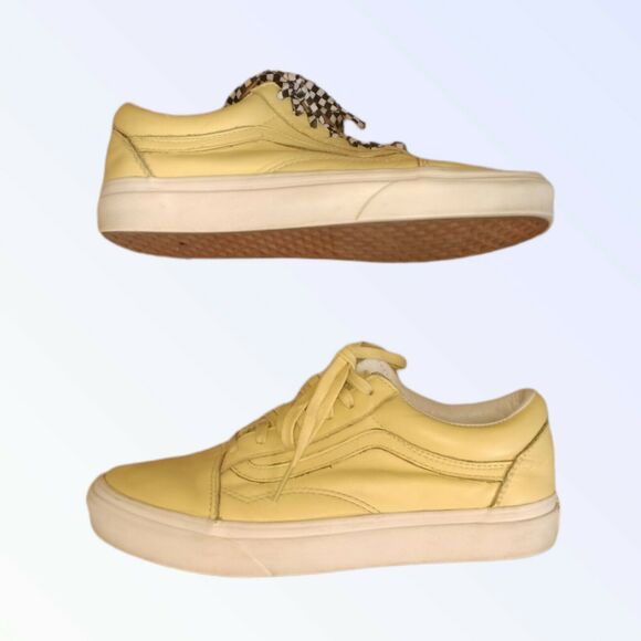 Vans Womens Leather Yellow Low-Top Sneakers Size 7.5 - Picture 6 of 8
